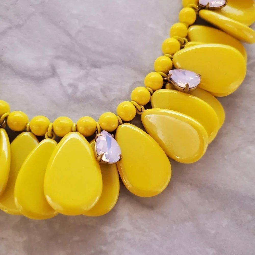 ✨🌞 J.Crew Bright Iridescent Rhinestones Crystals Teardrop Enamel Statement 🌞✨